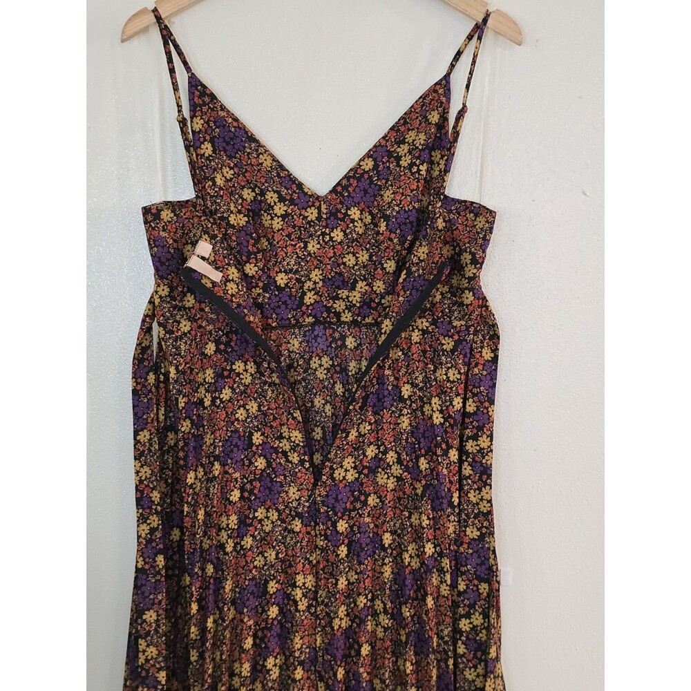 Jessica Simpson Floral Maxi Dress Boho Pleated Strappy Festival Size Large - Picture 10 of 12